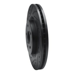 Honda CR-V Brake Rotor (1) - Front Left - R1 Concepts - Drilled & Slotted - Black - `20-`22